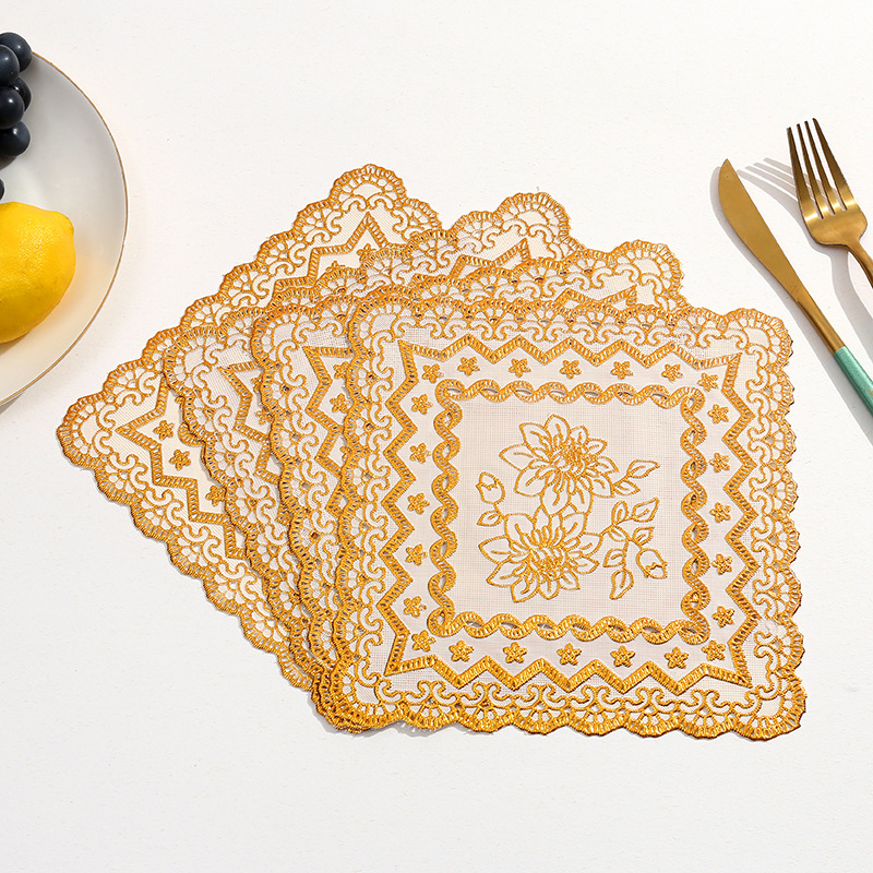 20CM cuadrado PVC estampado almohadilla de platos almohadilla de taza almohadilla de platos almohadilla de cocina almohadilla de almohadilla de almohadilla europea almohadilla aislante al por mayor