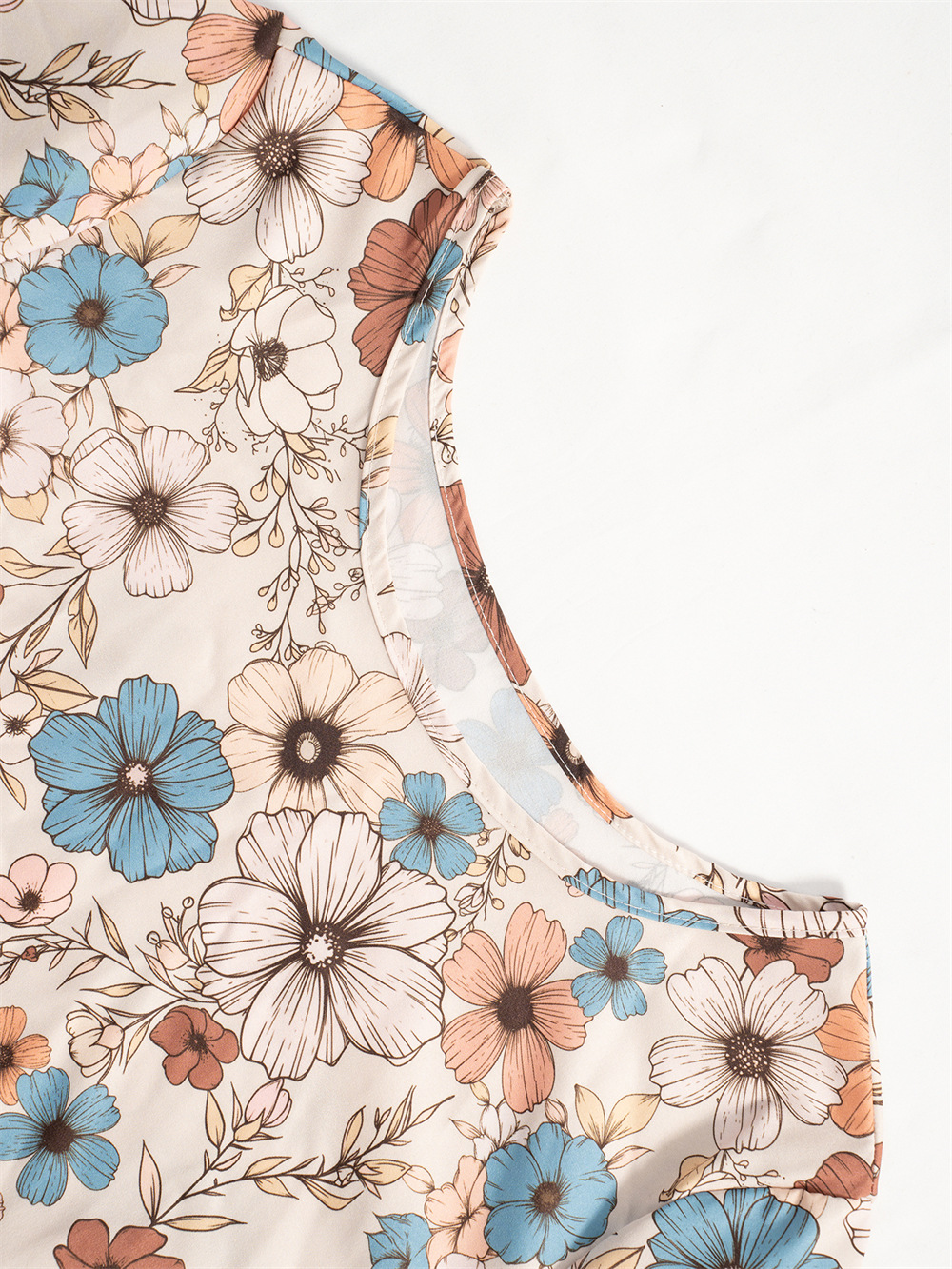 Printed round Neck Lantern Sleeve Frill Loose Casual Dress Autumn 10 Printed round Neck Lantern Sleeve Frill Loose Casual Dress Autumn