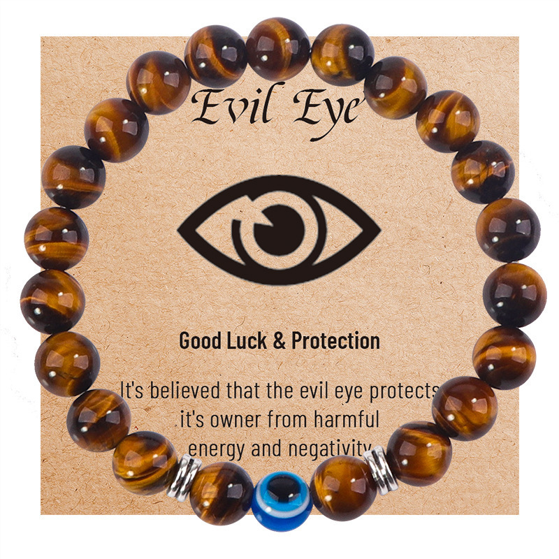 Temu Amazon Cross-Border Hot-Selling Devil's Eye Blue Eye Bracelet Frosted Stone Tiger's Eye Stone Beaded Bracelet