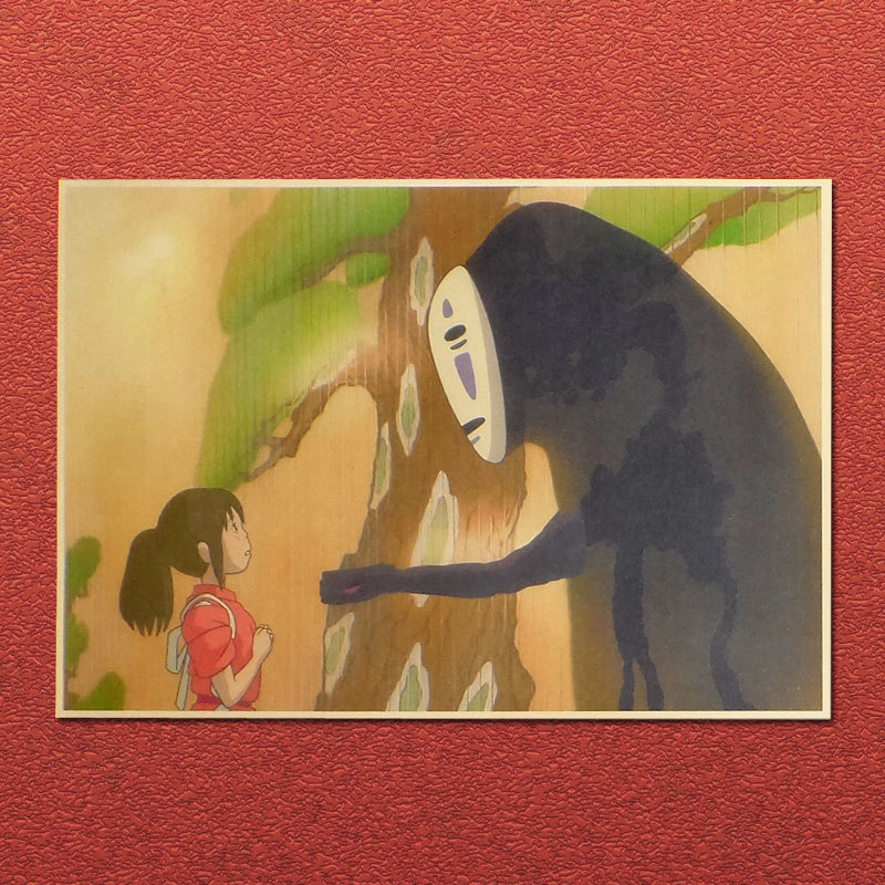 千と千尋の神隠し宮崎駿アニメーションクラフト紙ポスター装飾絵画寮カフェフォトフレーム壁ステッカー|undefined