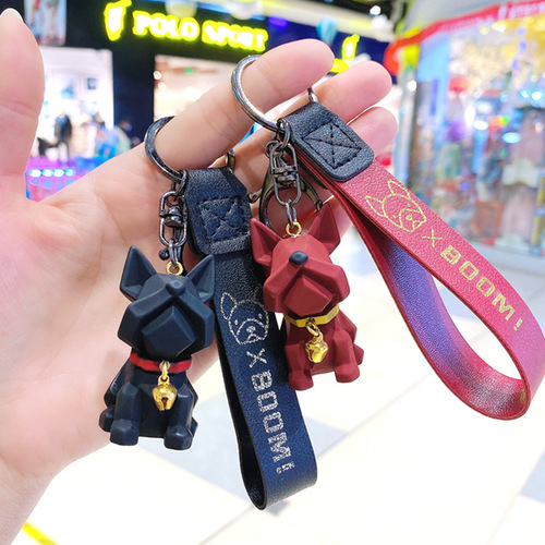 Cute trendy bulldog keychain pendant car keychain French bulldog dog couple bag pendant wholesale