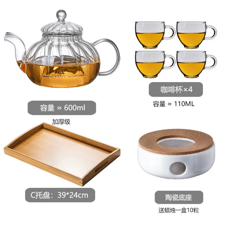 Tea set, teapot, glass tea cup, filter
