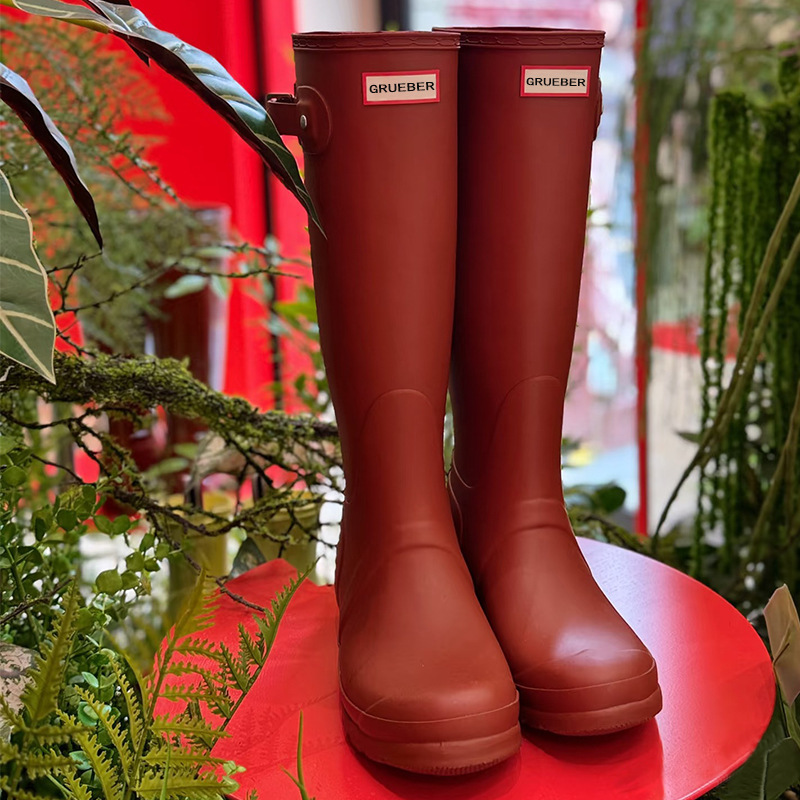 Grueber Yi Mengling's Same Style Rain Boots for Women, Non-Slip, Wear-Resistant, Waterproof Shoes for Outer Wear, 2025 High Boots, Long Boots, Warm