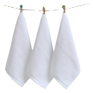 Wholesale cotton white square towel 30*30 hotel catering aviation kindergarten cotton small square towel custom logo