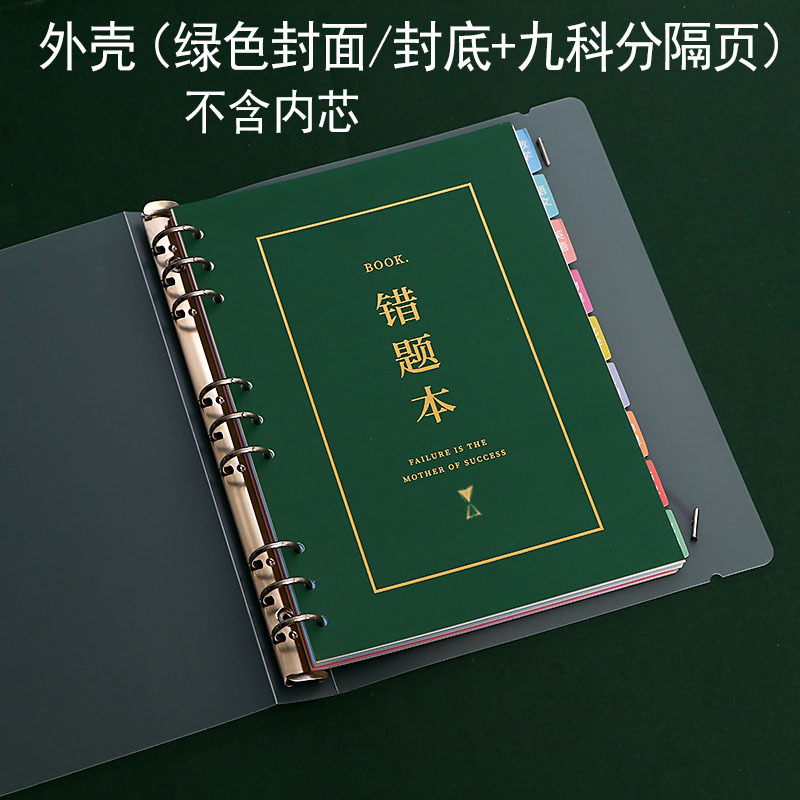 쉘 (녹색 표지 + 9 분할 페이지, 내부 코어 없음)