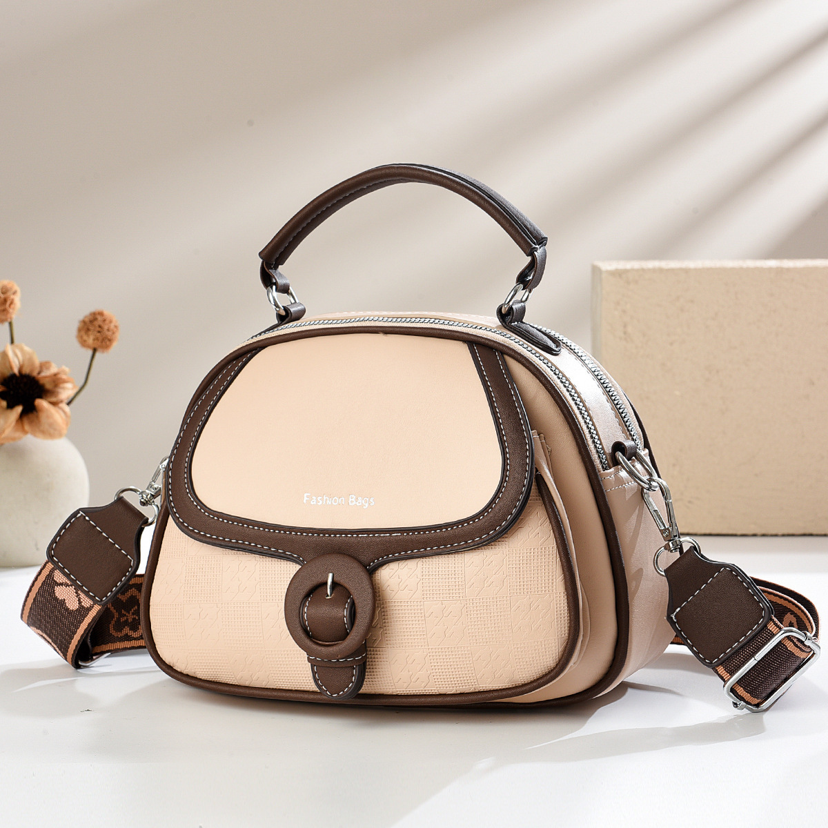 2025 nuevo bolso redondo de color de contraste bolso de moda bolso de verano bolso de mano de mujer