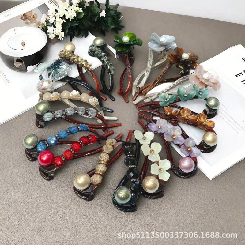 11cm アクリル一言クリップフラワーツイストクリップ女性のハイエンド後頭部ヘアクリップライト高級ヘアクリップ|undefined