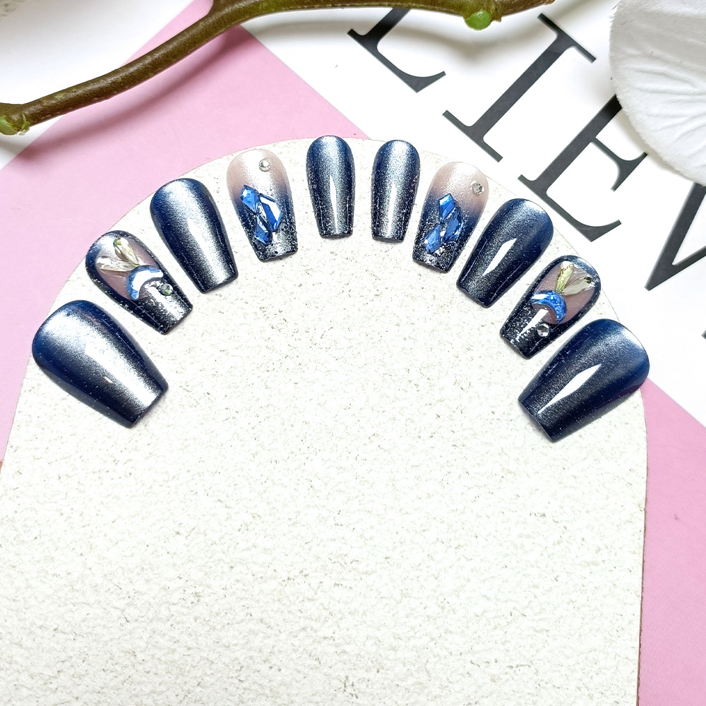 Advanced Sense Cat Eye Diamond Etiqueta engomada de uñas de 10 piezas Película de uñas de amor de código dividido 3D Crescent de uñas hechas a mano