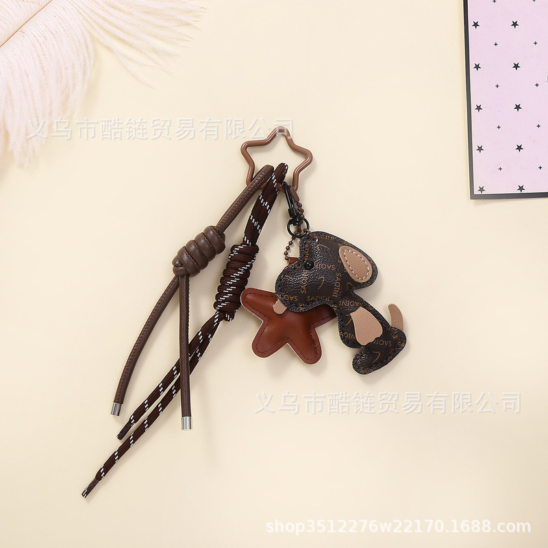 复古ins风星星腊肠小狗可爱女生包包挂件车钥匙扣挂绳挂饰情侣款|undefined