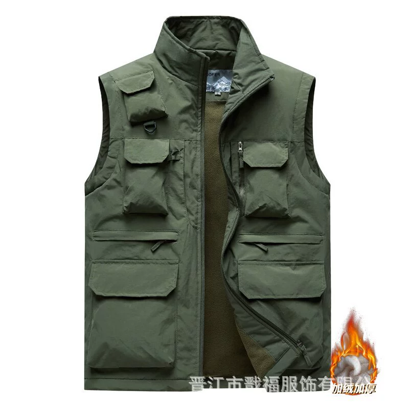 Плюшевый жилет вышивка с логотипом осень-зима новый бархат без рукавов рабочая униформа с несколькими карманами для защиты от холода теплый жилет