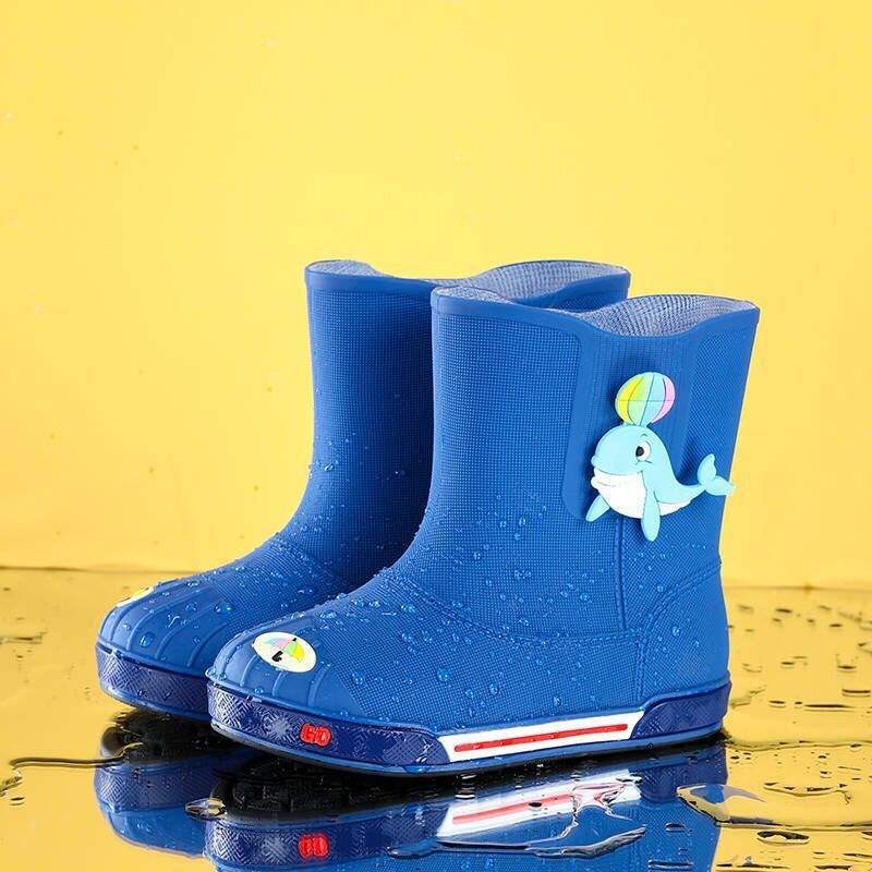 Cartoon Kidsren's Rain Boots for Boys and Girls Aged 2-8 Years Old, Non-Slip, Waterproof, Velvet, Warm Water Shoes, Velvet Cover Shoes