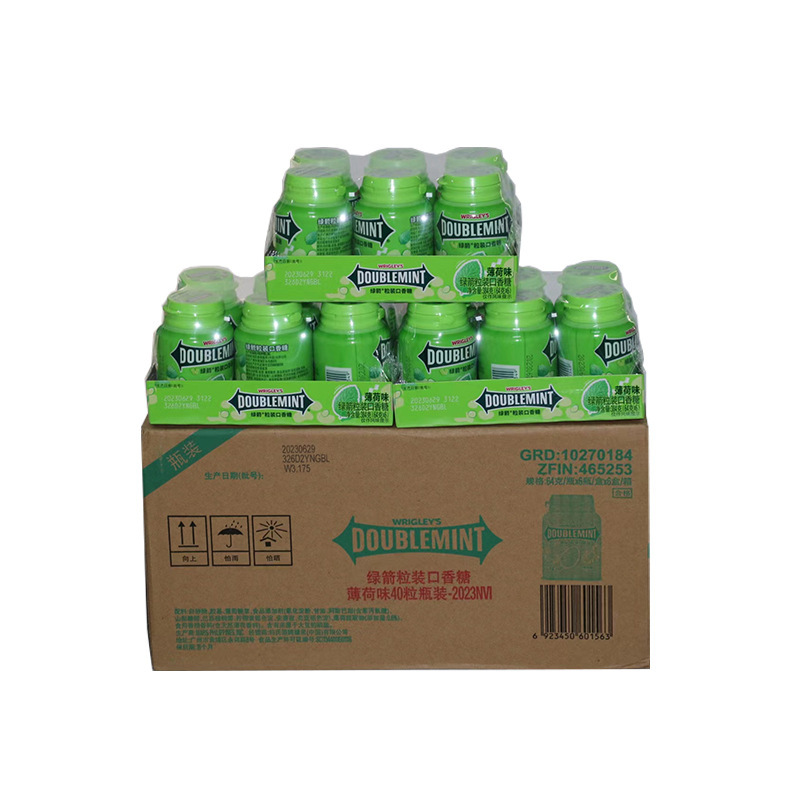 绿箭口香糖瓶装64克*6瓶原盒批发经典口香糖清新口气糖果商超批发