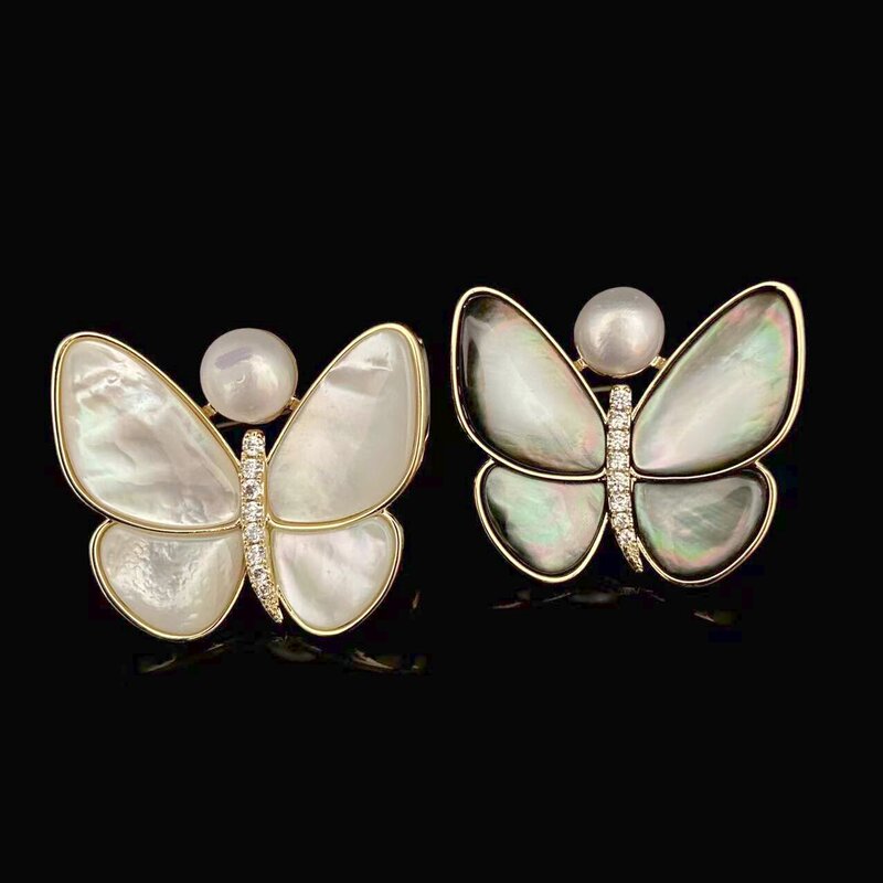 Shell beads butterfly brooch Western Princess suit sweater cheongsam dress corsage cardigan buckle