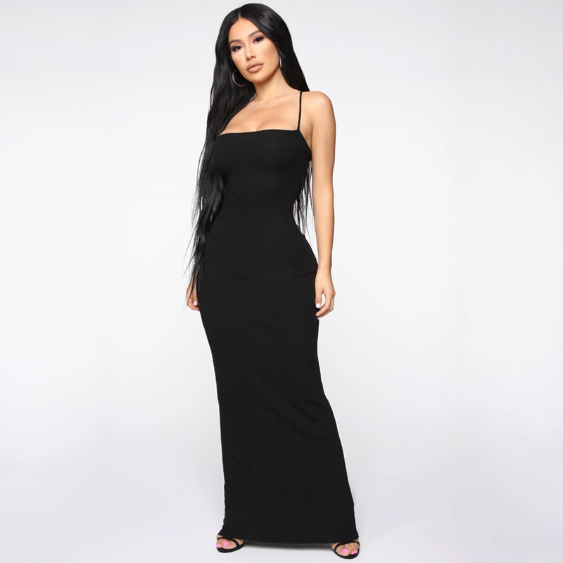 Sexy Hanging Neck Back Strap Dress NSHTL67533