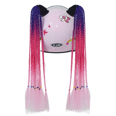 Wig Motorcycle Motorcycle Decoration Takeaway: Motosiklet dəbilqələri - 2-thin-strips-of-purple-pink