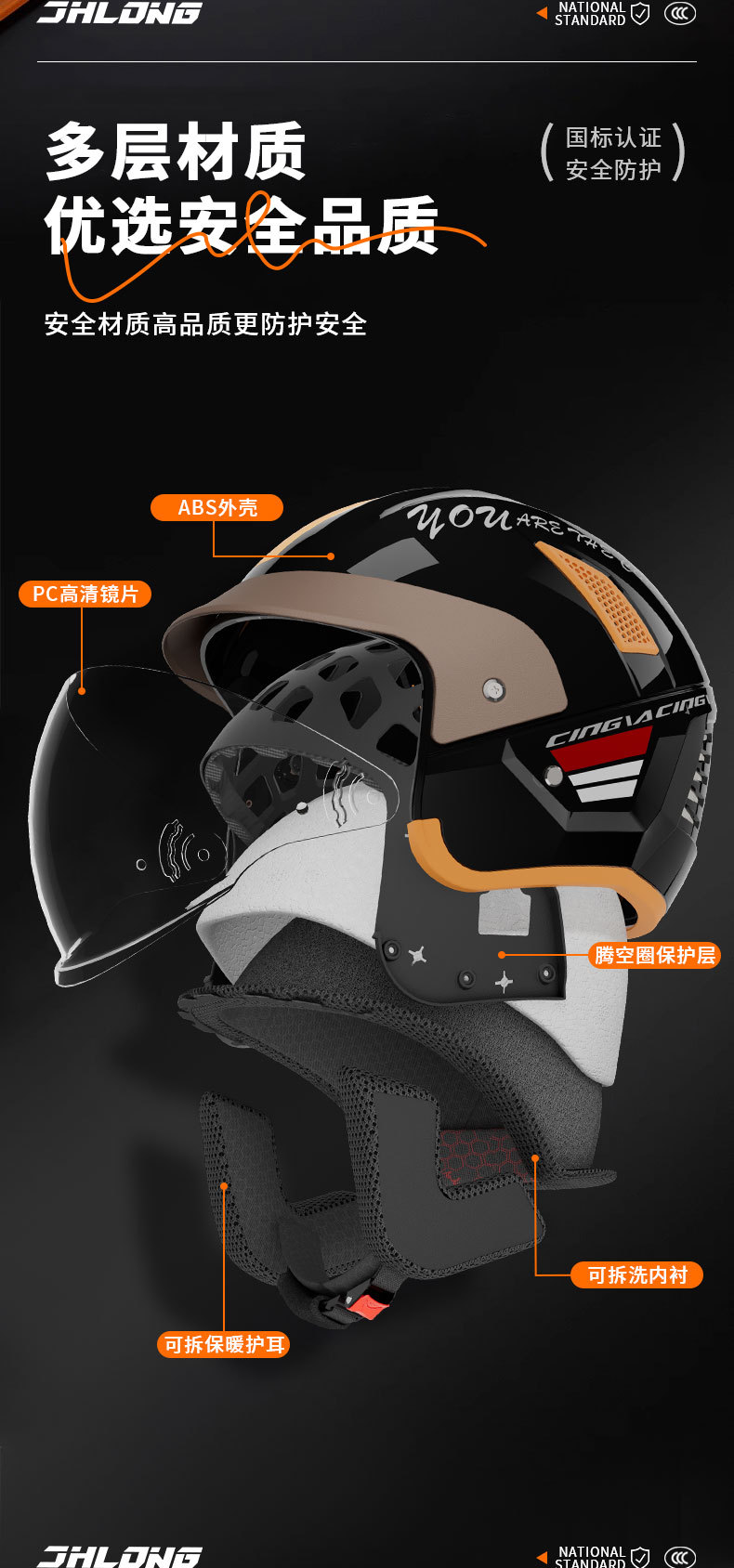 Junhaolong New National Standard Electric Motorcycle Helmet for Men and Women Autumn and Winter New Anti-Fog Warm Safety Helmet Half Helmet