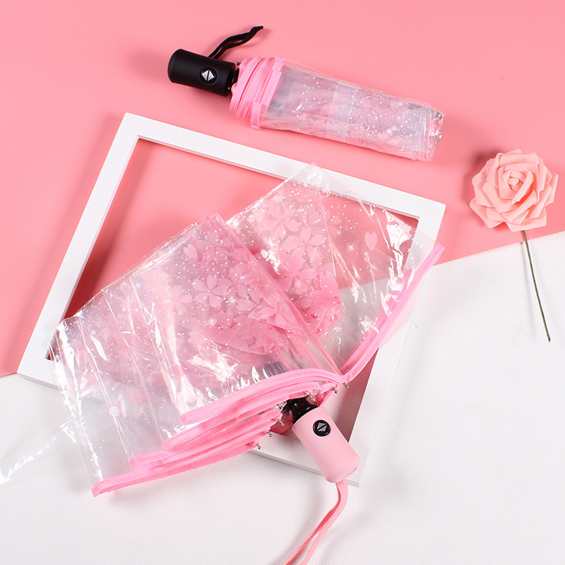 Sakura Transparent Umbrella Internet Celebrity Xiaohongshu Recommended Shooting Transparent Thickened Umbrella Student Umbrella Factory Direct Supply Sakura Transparent Umbrella Internet Celebrity Xiaohongshu Recommended Shooting Transparent Thickened Umbrella Student Umbrella Factory Direct Supply