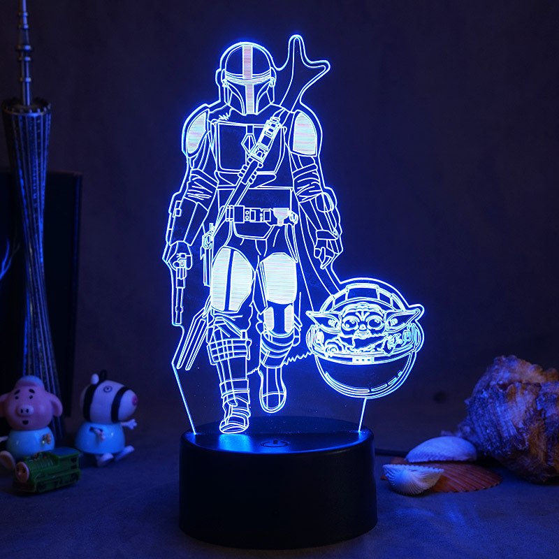 Star Wars 3D noche luz puntada Yoda bebé periférico mano Escritorio de Oficina Decoración Linda lámpara regalo