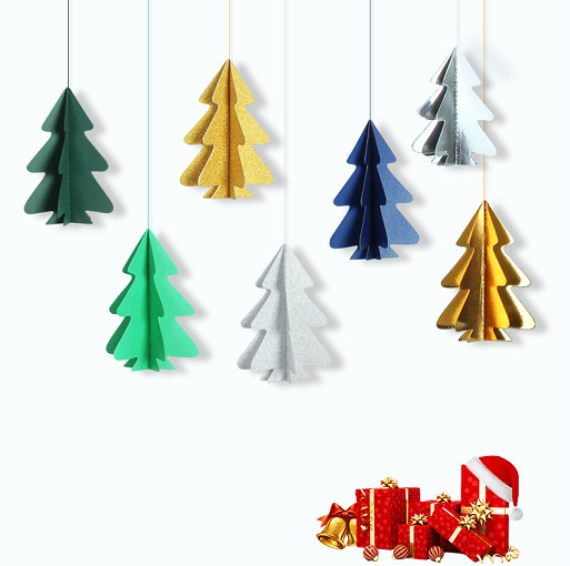 クリスマス装飾パーティー装飾用品立体ミニクリスマスツリー紙の花飾りショーウインドーの背景装飾|undefined
