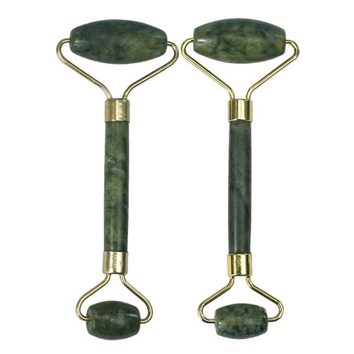 Jade Roller Massager, Xuyu Heart Shaped Scraping Set, Jade Beauty Device, Double-Head Roller, Dark Green Roller