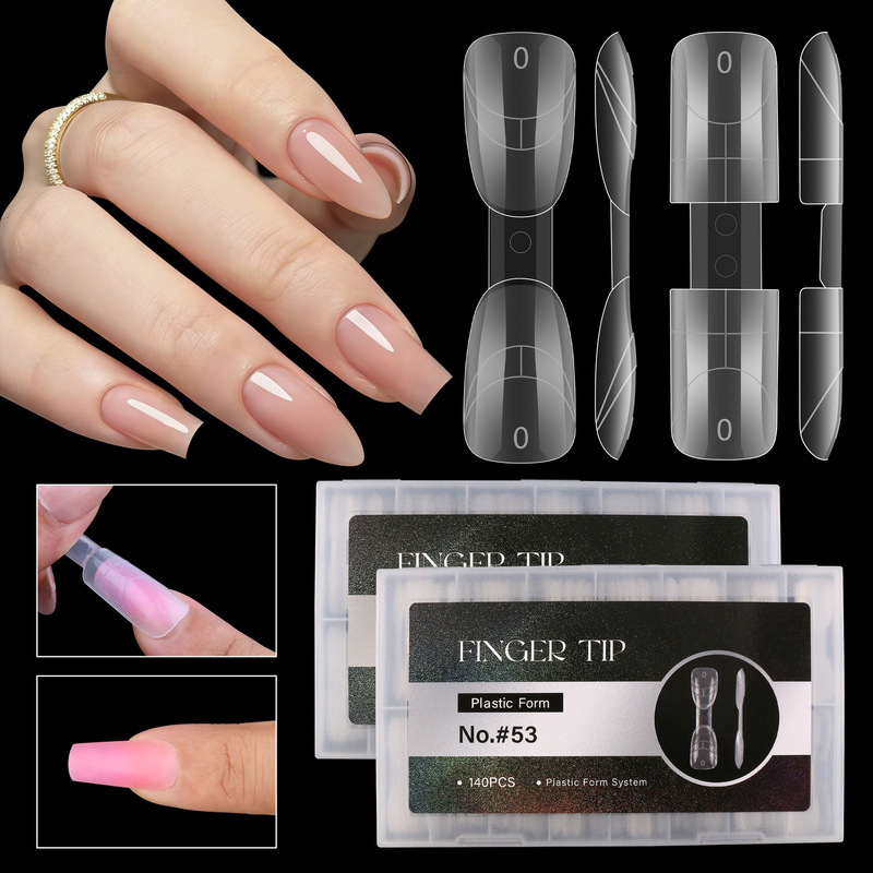 Cross-Border Hot-Selling Nail Extension Mold, Two-In-One Nail Mold, Phototherapy Extension Transparent Nail Piece, Full Coverage Nail Mold with Scale