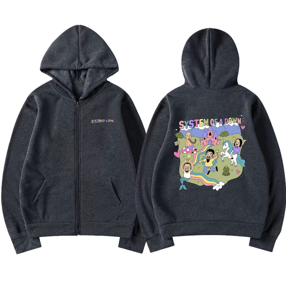 Sistema de A Down Graphic Zipper Hoodie Men Women Vintage