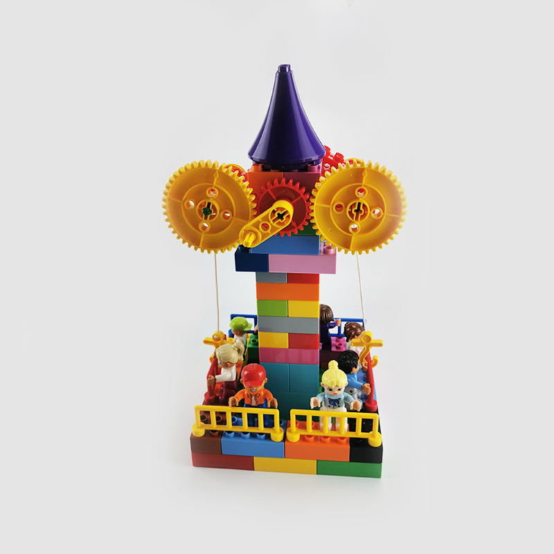 Large Particle Building Blocks Creative Playground Jumping Machine Gear Building Children's Play Home Educational Assembled Toys