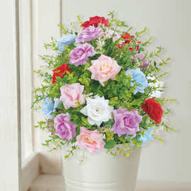 三达现货批发仿真花玫瑰花地插拍摄婚礼庭院花园家居装饰仿真绿植