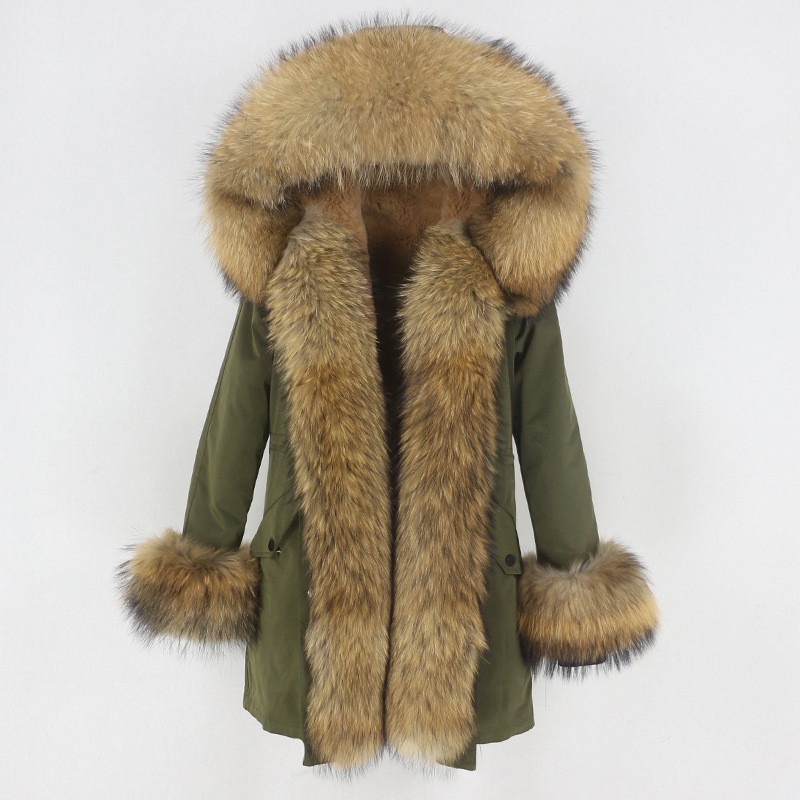Women's Clothing Winter Parka For Women With Detachable Fox Fur Collar Lining Fashionable Warm Ladies Mid Length Coat_voghion.com