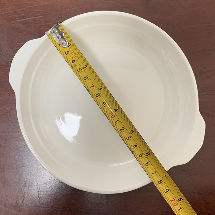 Plato de porcelana blanca de magnesio para salteados, plato para pescado al vapor, plato de forma irregular, plato para hotel, plato para vaporizar con doble asa, plato para abulón, vajilla especial.