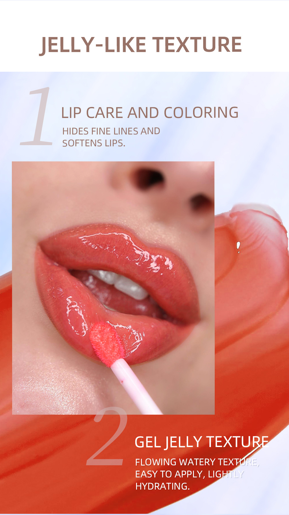 QIBEST Lip Oil Transparent Mirror Water Glass Lip Moisturizing and long-lasting non-stick Lip gloss Makeup wholesale undefined