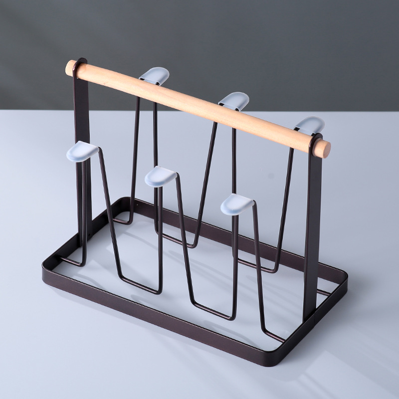 Portavasos invertido con drenaje, estilo japonés, soporte de hierro para cocina al por mayor