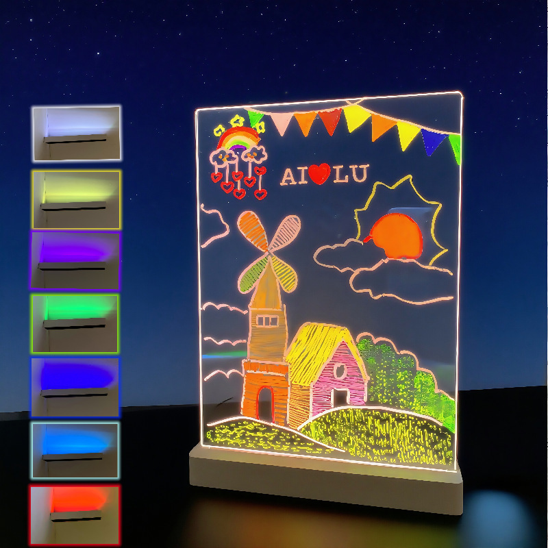 A4 Colorful Rechargeable Acrylic Luminous Drawing Board Led Light Desktop DIY Christmas House Science and Education Graffiti Hand-Painting Set A4 Colorful Rechargeable Acrylic Luminous Drawing Board Led Light Desktop DIY Christmas House Science and Education Graffiti Hand-Painting Set