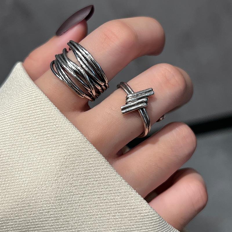 Retro Geometric Silver Plated Plating Rings display picture 1