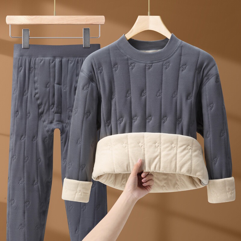 [Sheep Wool Four-Layer Thickeneding] Autumn and Winter Thermal Intimates Set for Men, Fleece-Lined and Thickeneded Cold-Proof Autumn Clothes and Long Pants