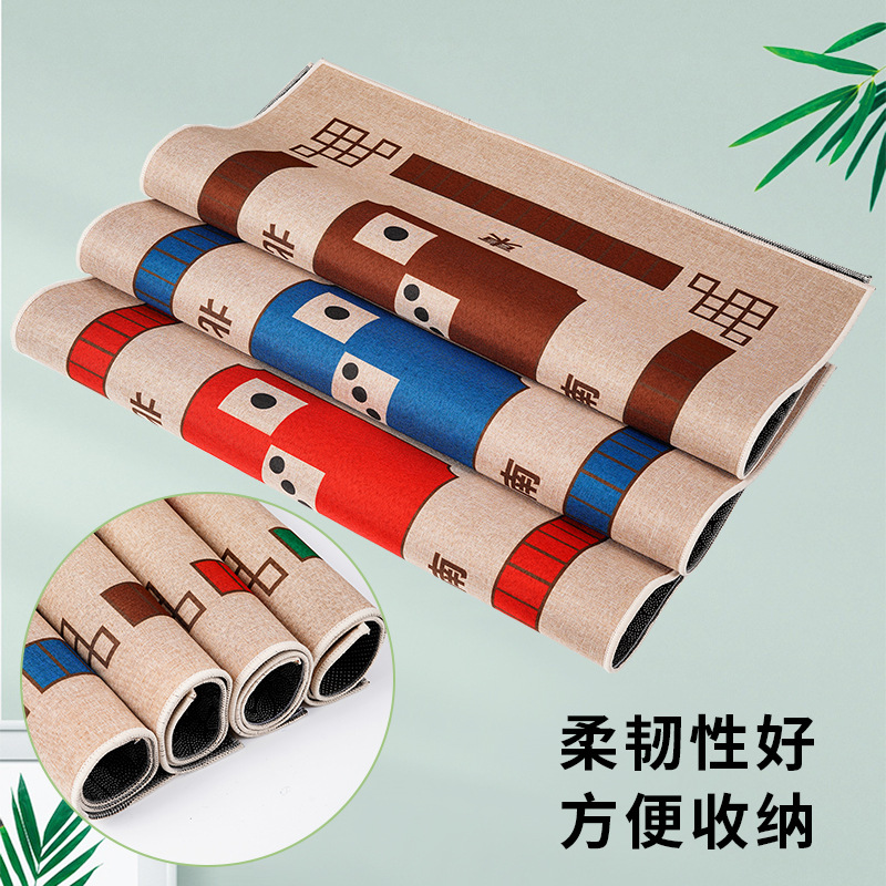 Mahjong Tablecloth Cushion Square Household Thickened Sound-muffling Non-slip Hand-rubbed Mahjong Blanket Poker Cloth Linen Table Mat