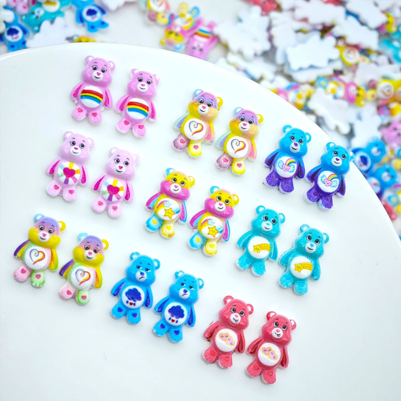 New Rainbow Bear Nail Art Accessories 10*16mm Violent Bear DIY Hairpin Phone Case Cultural Creative Accessory Parts