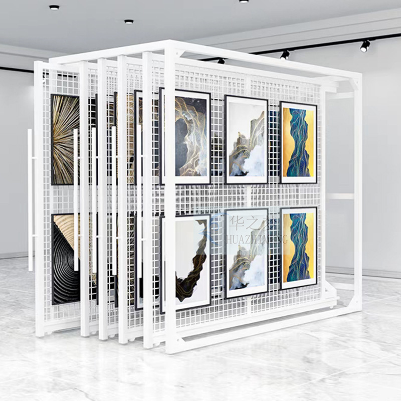 Customizable Pull-Out Picture Display Stand, Picture Frame Display Stand, Calligraphy and Painting Display Frame, Grid Floor-Standing Photo Frame Sample Display Stand