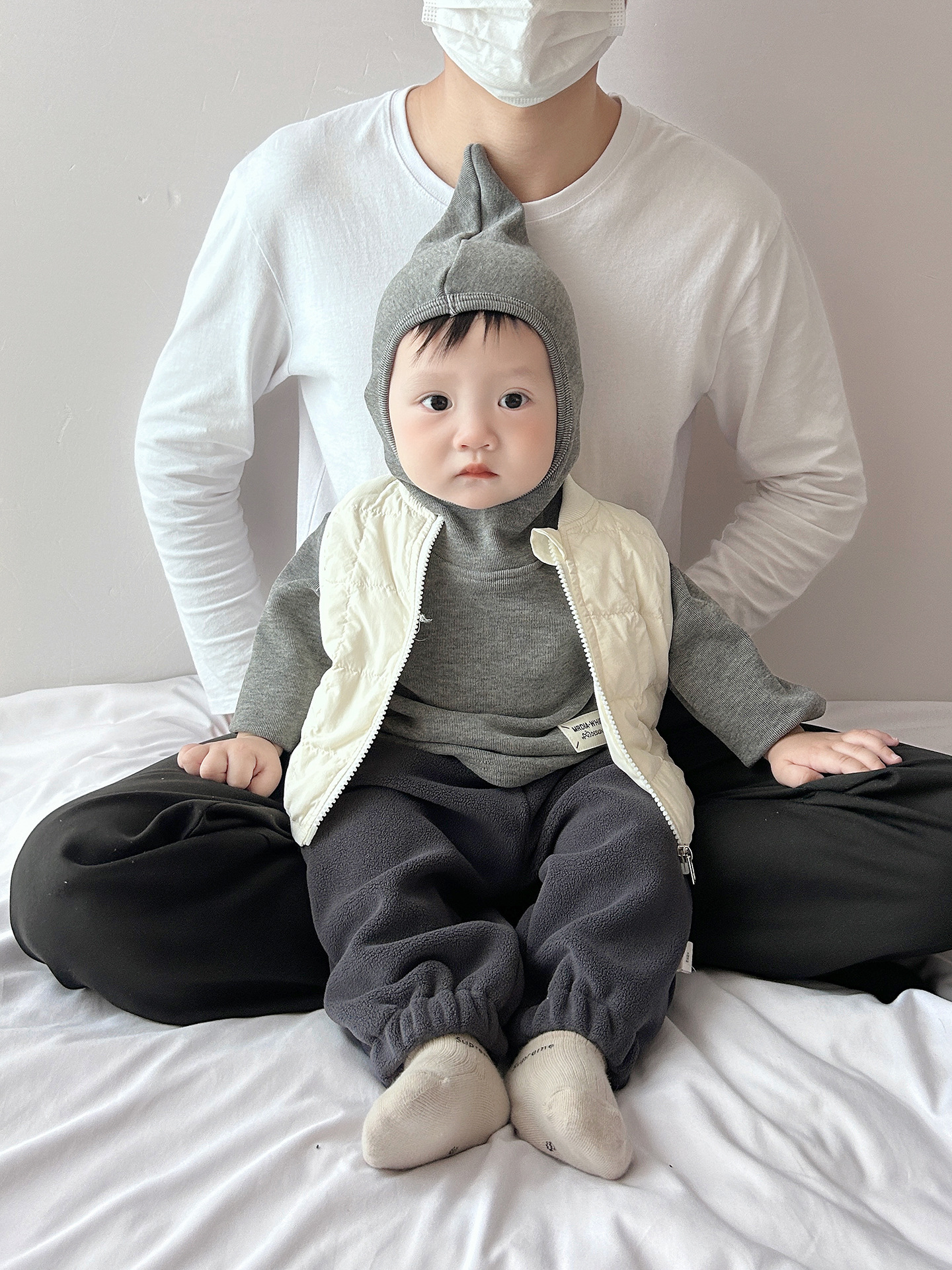 Baby invierno sombrero elfo y camiseta de camisa de manga larga coreana ropa de bebé extranjera para niños calentados suéter universal