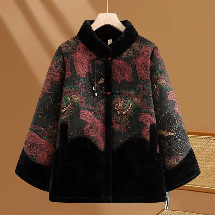 Мама среднего возраста осеннее и зимнее пальто 2024 новый средний и пожилой человек толстый имитационный мех пальто норковый бархат куртка