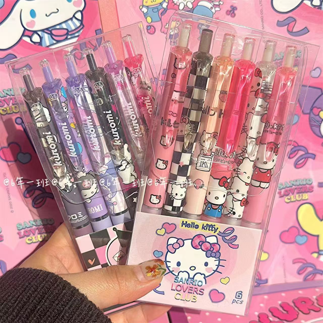 Kulomi Hello Kitty Press Gel Pen Student Quick Dry Smooth Brush Pen ins High Color Value ST Black Pen Pen