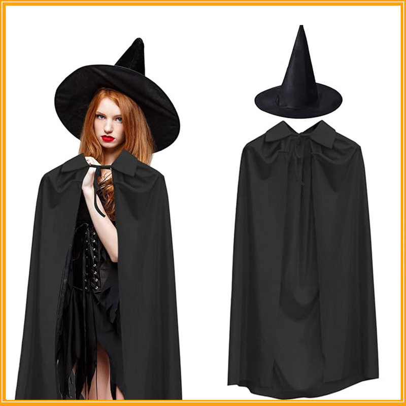 Halloween Cloak suit Death Vampire Female Wizard Robe Party Adult Children Single Layer Black Cloak Cloak