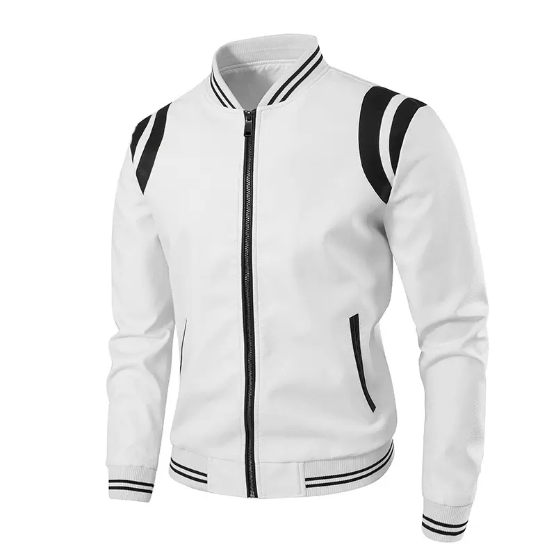 欧码尺寸跨境皮衣亚马逊休闲时尚PU皮外套男士夹克摩托车机车服