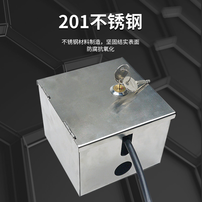 Outdoor type 86 stainless steel exposed and concealed waterproof box, special power switch protection box, anti-theft locked socket box