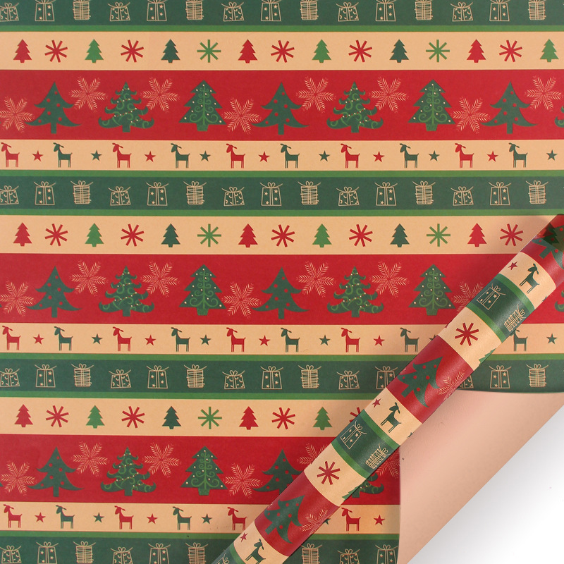 Papel de regalo navideño transfronterizo de Amazon, papel kraft amarillo vintage, papel de regalo para fiestas image 20