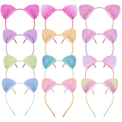 廠家直銷亞馬遜跨境熱賣蔥粉貓耳朵發箍歐美流行兒童髮飾頭飾