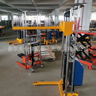 Semi-electric single-arm string rod stacker gun barrel lifting paper tube roll film tandem forklift single-axis feeding