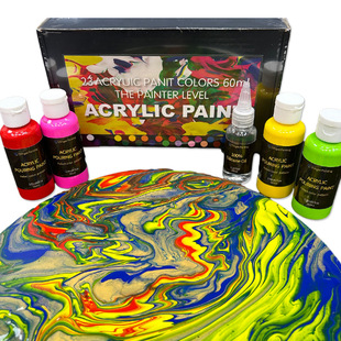 Green Ji Painting Material Highlight Quick-drying 23 Color Fluid Bear Acrylic Pigment suit DIY Hand-made Shop Cross-border Art Painting