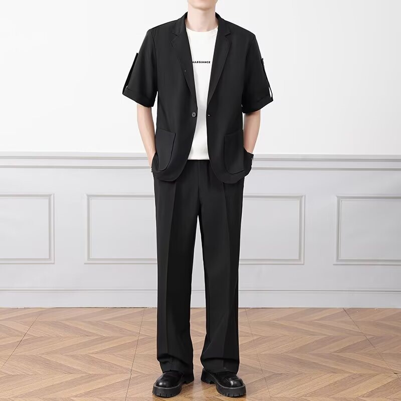 Summer Thin Short-Sleeved Suit Jacket for Men, Stylish and Casual Korean Style Loose-Fitting Half-Sleeved Suit Jacket Summer Thin Short-Sleeved Suit Jacket for Men, Stylish and Casual Korean Style Loose-Fitting Half-Sleeved Suit Jacket