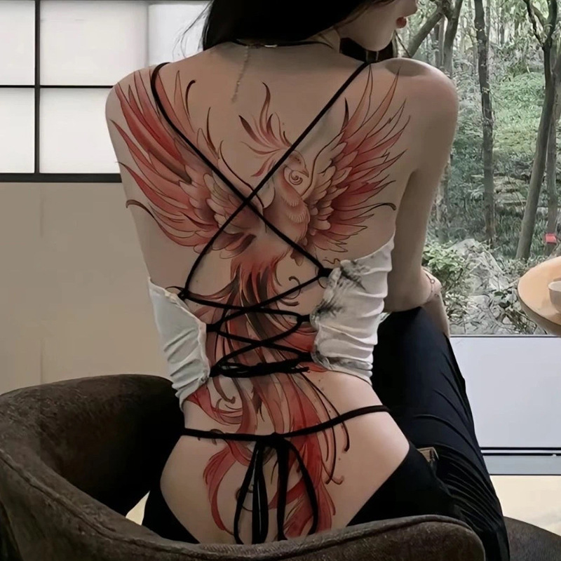 Full back tattoo stickers large picture waterproof men and women long-lasting Guan Gong Zhao Yun carp tattoo stickers TikTok same style